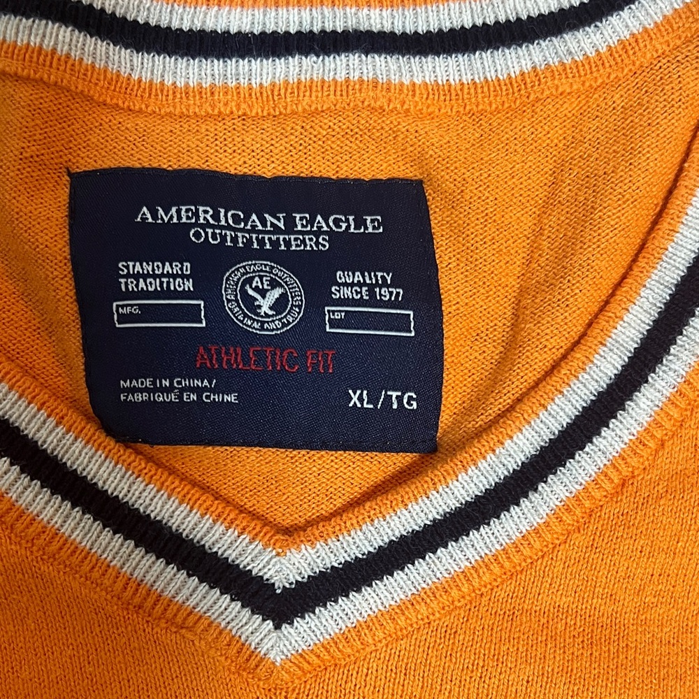 American Eagle Outfitters Papaya Orange V-Neck Sweater - Picture 3 of 10